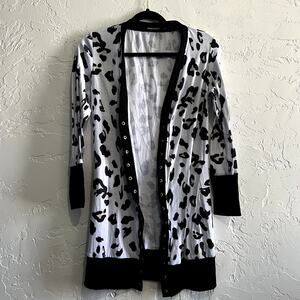 Merokeety cheetah‎ print long button cardigan womens small boho chic casual y2k
